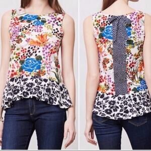 Anthro Postmark Cultivars Peplum Floral Tank